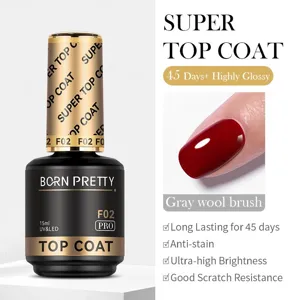 Λεπτομερής προβολή του Born Pretty Super Top Coat 15ml με επίδειξη κόκκινου νυχιού