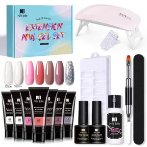 Kit gel per extension unghie Nee Jolie con gel da 15 ml, lampada UV e accessori