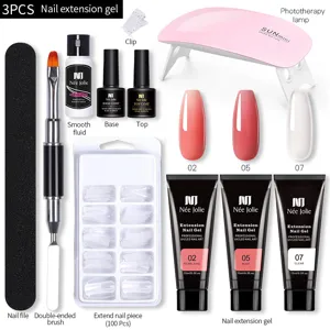 Kit profesional de gel de extensión de uñas de 15ml con lámpara UV LED y herramientas
