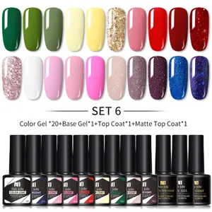 Σετ Née Jolie 6: 20 χρώματα gel, βάση και top coat για επαγγελματικό μανικιούρ UV