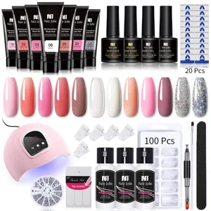 Kit Gel per Allungamento Unghie Professionale Con Lampada UV LED Slip Solution Base Top Coat Tip Unghie Set Strumenti Manicure