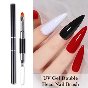Dual Ended UV Gel Nail Brush Stainless Steel Spatula Poly Extension Gel Picker Tool Professional Manicure Nail Art Tool