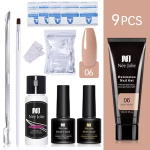 Kit completo de extensión de uñas de 9 piezas con gel nude y herramientas pro