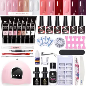 Kit profesional completo de manicura con geles de extensión y lámpara UV LED