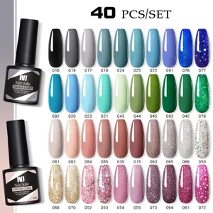Detailed display of 40-piece UV LED nail gel polish set showing various color swatches