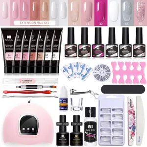 Kit profesional de manicura con lámpara LED UV, geles de extensión y herramientas