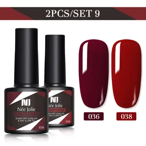 Set professionale di 2 flaconi di smalto gel UV LED Née Jolie rosso e bordeaux da 8,5 ml