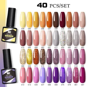 Set professionale smalto gel UV Née Jolie 40 colori con campioni vivaci e glitterati