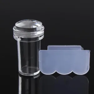 Professioneller klarer Silikon-Nagelstempel mit transparentem Griff und Schaber-Set
