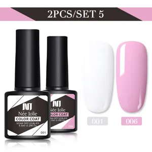 Dettaglio del set smalto per unghie Née Jolie con campioni di colore bianco e rosa 8,5ml