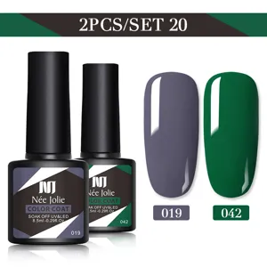 Set di 2 smalti gel per unghie Née Jolie da 8,5 ml in grigio scuro e verde bosco