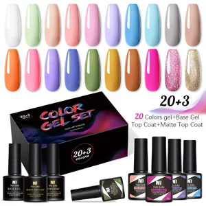 Set Smalto Gel Unghie Nee Jolie Multicolore Con Base Top Matte Coat Soak Off UV LED Professionale Salon Nail Art