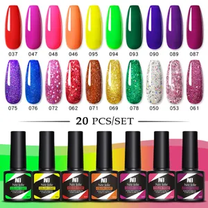 Set professionale smalto gel UV Nee Jolie 20 colori con basi colorate LED da 8,5 ml