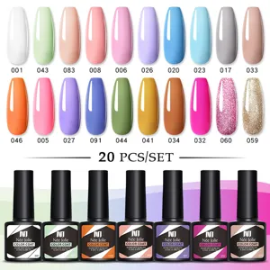Set completo de esmalte de uñas en gel UV de 20 colores con tonos vibrantes y frascos