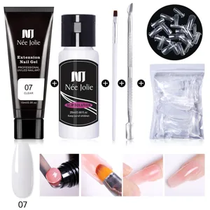 Kit completo de gel de extensión de uñas de 15ml con solución y pincel.