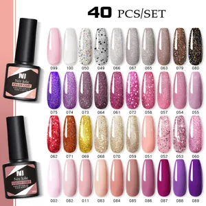Set di 40 smalti gel per unghie UV LED soak-off Nee Jolie con glitter e tinte unite