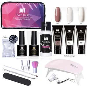 Kit completo per allungamento unghie in gel da 15ml con lampada UV e strumenti professionali