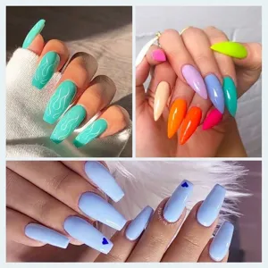 Set di smalti gel a lunga durata con vari design creativi e colorati di nail art