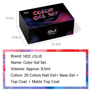 Set di 23 smalti gel per unghie Nee Jolie con base, top coat e top coat opaco