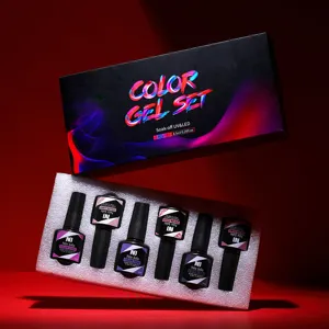 Nee Jolie professional 6-color soak-off UV LED nail gel polish set in premium gift box packaging