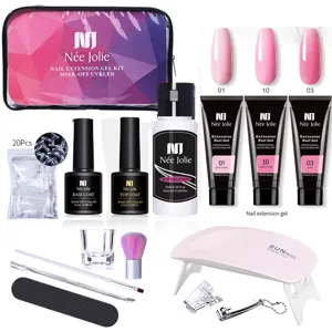 Kit completo per unghie Née Jolie con tubetti di gel da 15ml e mini lampada UV