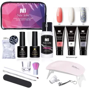 Kit professionale ricostruzione unghie con polygel 15ml e mini lampada UV/LED portatile