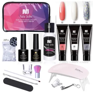 Kit completo per extension unghie Née Jolie con gel da 15 ml e lampada UV LED