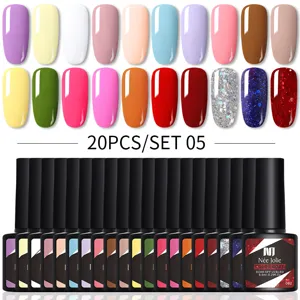 Set de 20 esmaltes de uñas en gel Née Jolie con colores vibrantes y purpurina