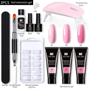 Kit completo de gel de extensión de uñas 15ml con lámpara UV y herramientas de manicura