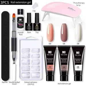 Kit profesional de gel de extensión de uñas de 15ml con lámpara UV y pincel
