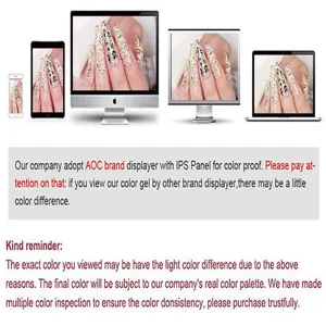 Macro view of nail glitter on multiple screen displays explaining color variance notice