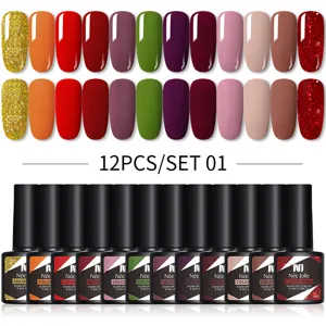 Vista detallada del set de 12 esmaltes de uñas Nee Jolie con muestras brillantes y mate