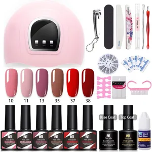 Set professionale per smalto unghie Nee Jolie con lampada LED UV e kit strumenti manicure.