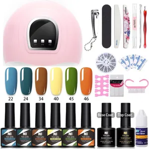 Kit completo smalto gel Née Jolie con lampada UV LED, strumenti e 6 colori vivaci