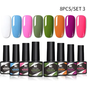 NeeJolie 8-kleuren gel nagellak set met UV LED soak-off formule en monsters