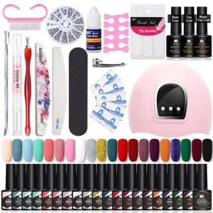 Kit completo smalto gel 20 colori con lampada UV LED e strumenti professionali