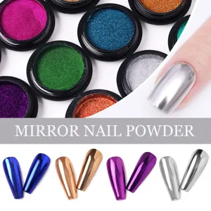 Polvo para Uñas Efecto Espejo Cromo Metálico Aurora Purpurina Pigmento Para Decoración DIY Salón Manicura Set Multicolor