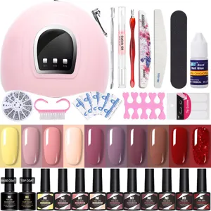 Kit professionale smalto gel per unghie con lampada UV/LED, 10 colori e strumenti