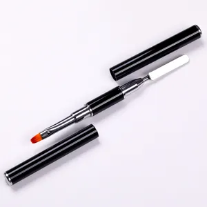 Professional dual-ended nail art tool with synthetic brush and steel spatula for gel