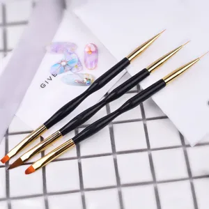 Professional dual-ended nail art brush set for fine liner and UV gel application