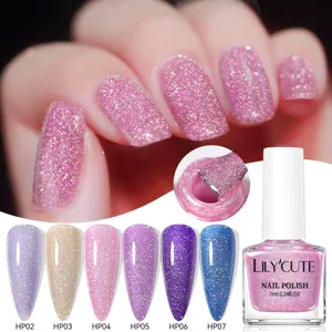 Set di smalto per unghie glitter laser LILY'CUTE, asciugatura rapida e lunga durata, 7ml