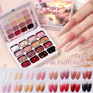 UR SUGAR 16-color solid pat painting gel palette for professional gradient nail art