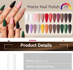 Detailweergave van LILY'CUTE 28-kleuren matte sneldrogende nagellak met kleurenkaart