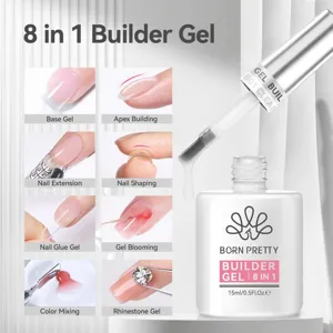 BORN PRETTY 15ml Βερνίκι Νυχιών Gel Top Coat Base Gel 8 Σε 1 Builder Gel Matte Top Coat Προετοιμασία Νυχιών για Σαλόνι