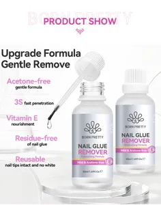 Détail du dissolvant pour colle à ongles Born Pretty 50ml avec pinceau et formule