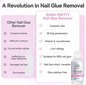 Comparaison de dissolvants de colle à ongles montrant les avantages de la formule sans acétone.