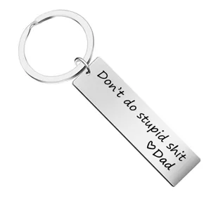 Stainless Steel Engraved Keychain Inspirational Message For Dad Mom Husband Wife Drive Safe I Love You Heart Key Ring Gift