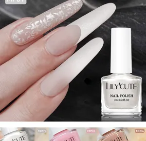 Lily'Cute matte sneldrogende nagellak in parelwitte en nude tinten voor professionele nagels