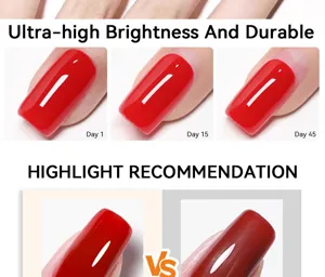 Comparaison des effets du top coat gel brillant longue durée sur 45 jours.