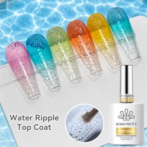 Λεπτομερής προβολή του Born Pretty Water Ripple Top Coat με μοναδική υφή νυχιών.